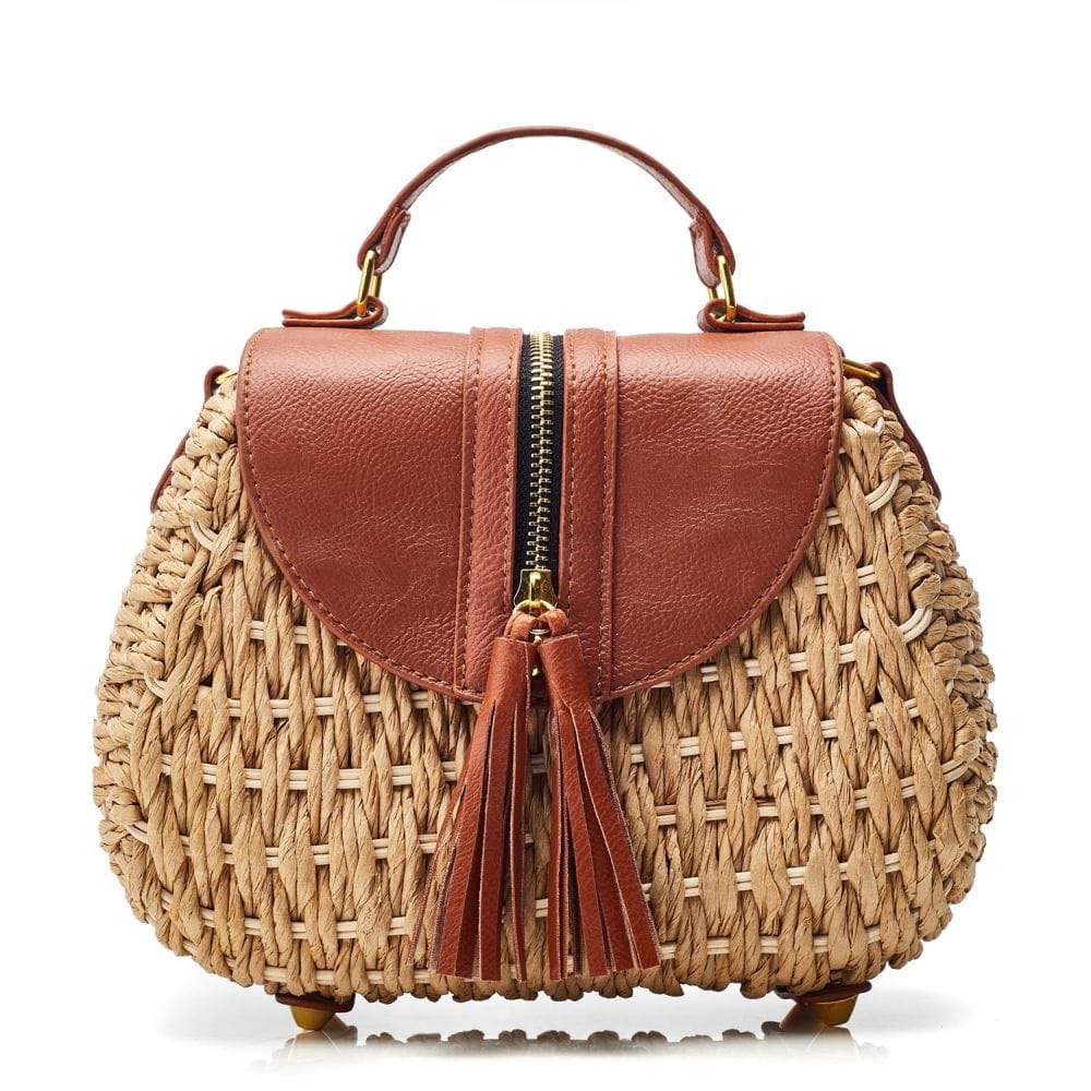 Mini straw crossbody bag