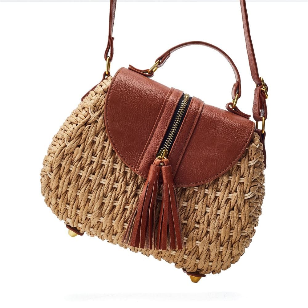 Mini straw crossbody bag