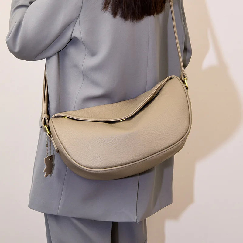 Madeleine | Crescent leather Crossbody Bag