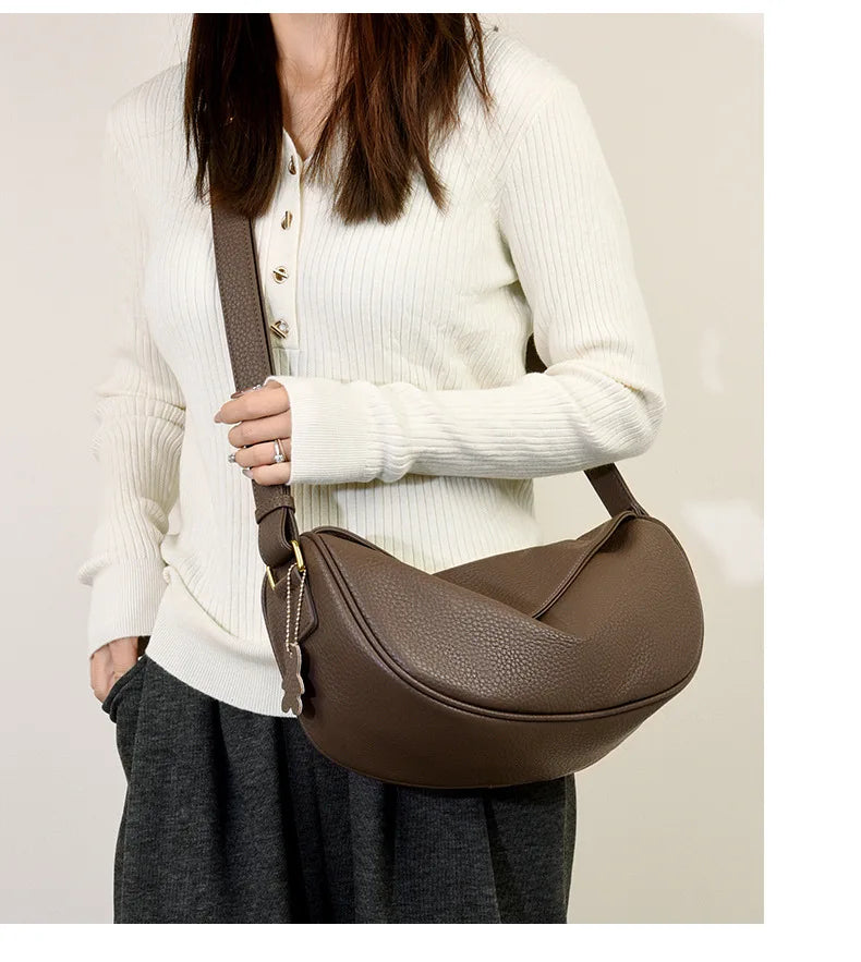 Madeleine | Crescent leather Crossbody Bag
