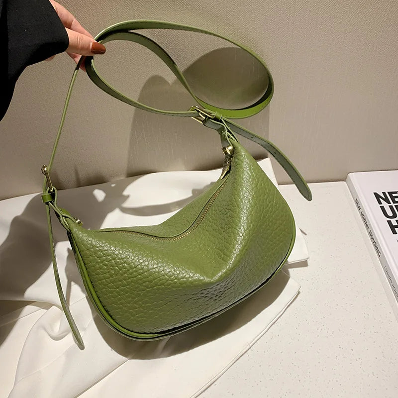 Leather Crescent Crossbody Bag