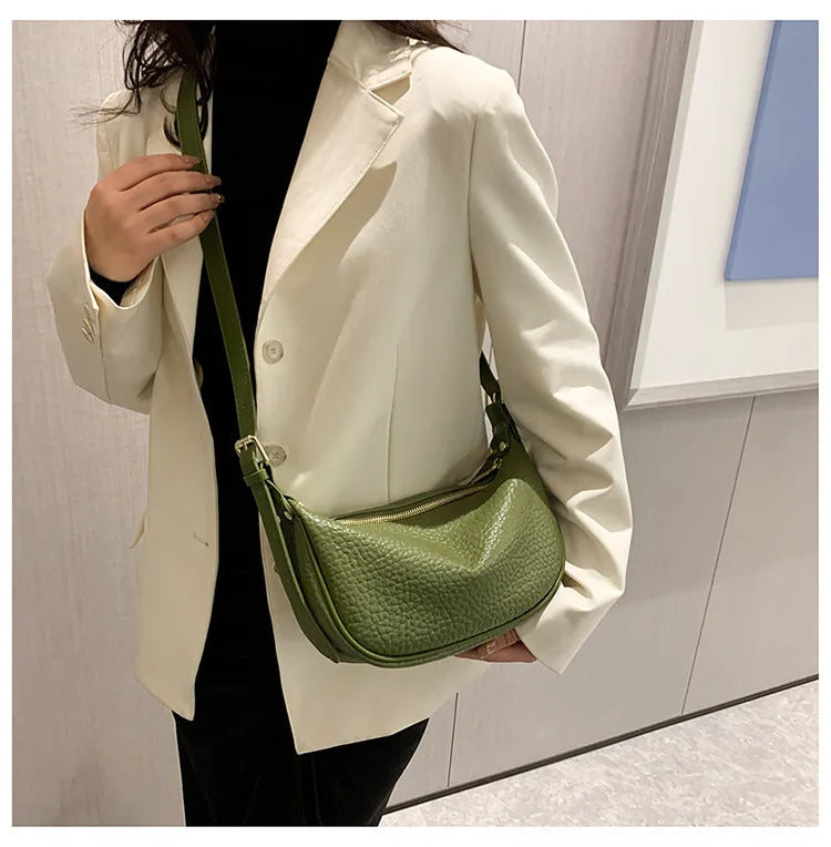 Leather Crescent Crossbody Bag