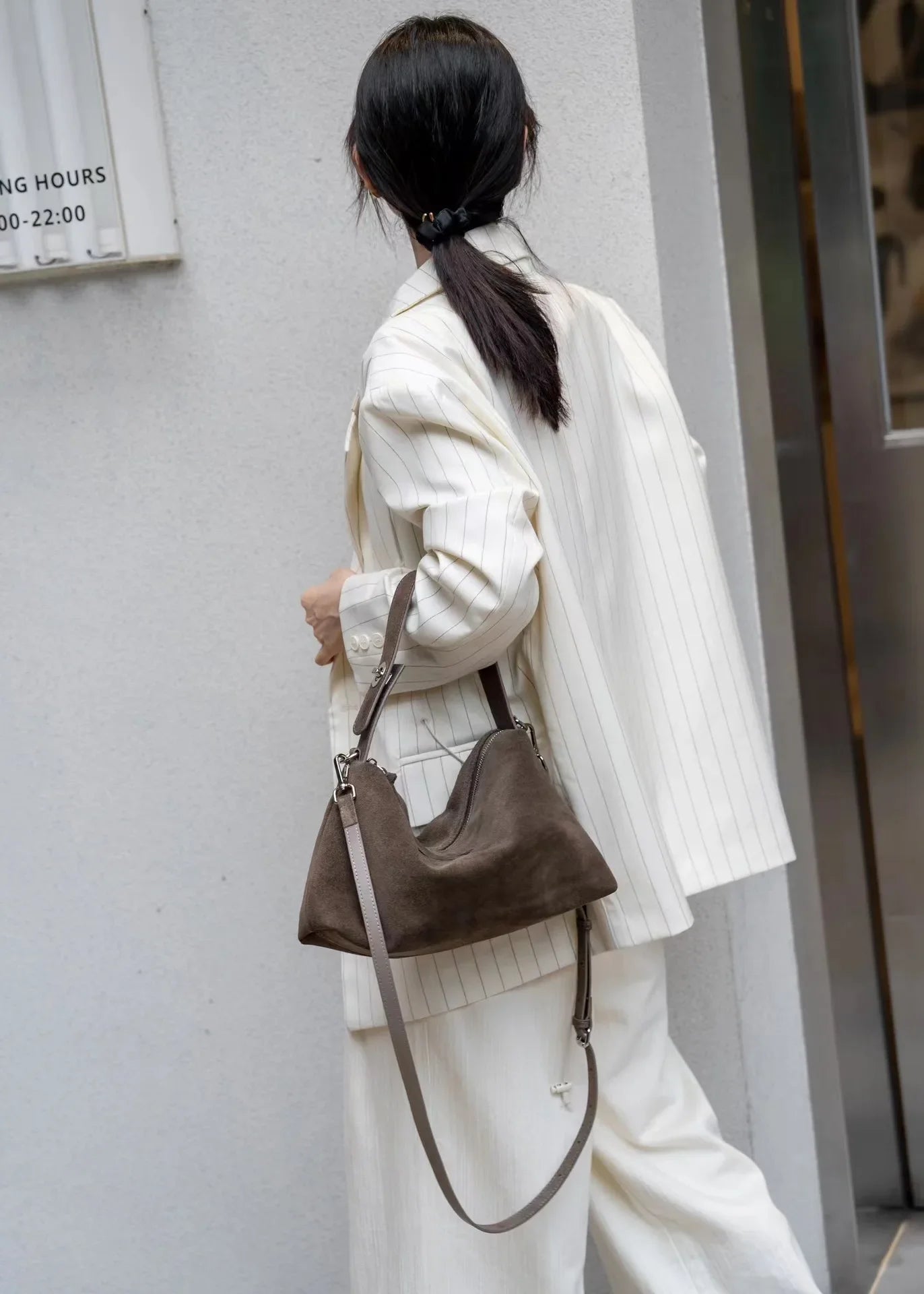 Suede Crescent Crossbody Bag