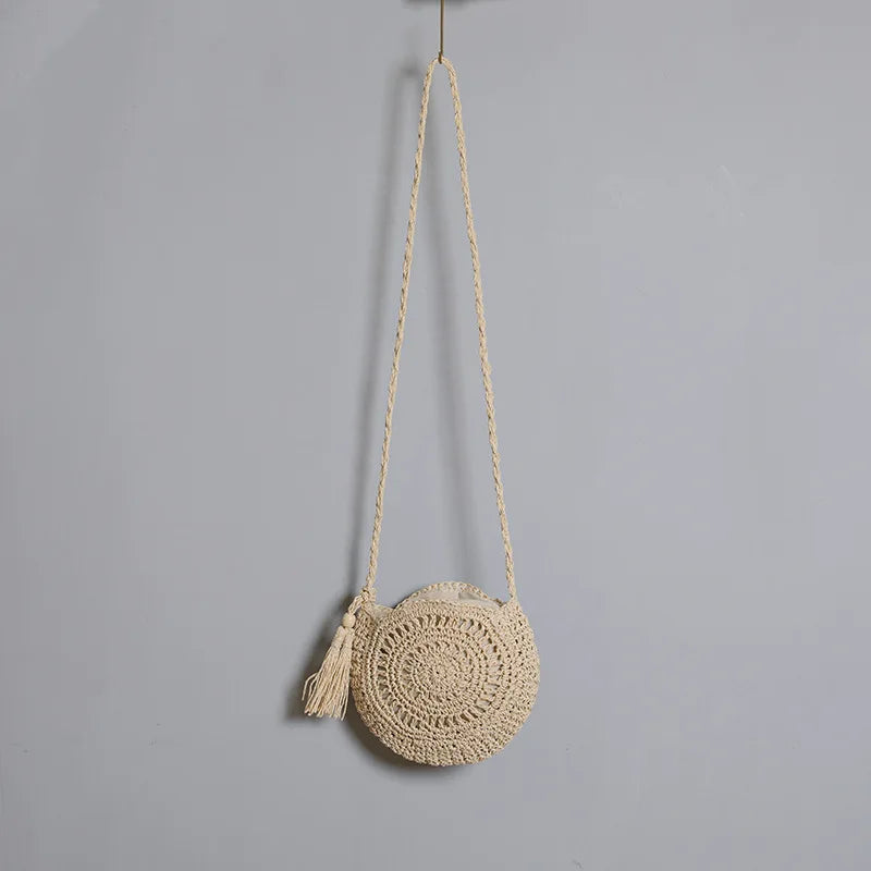 Straw Half Moon Crossbody Bag