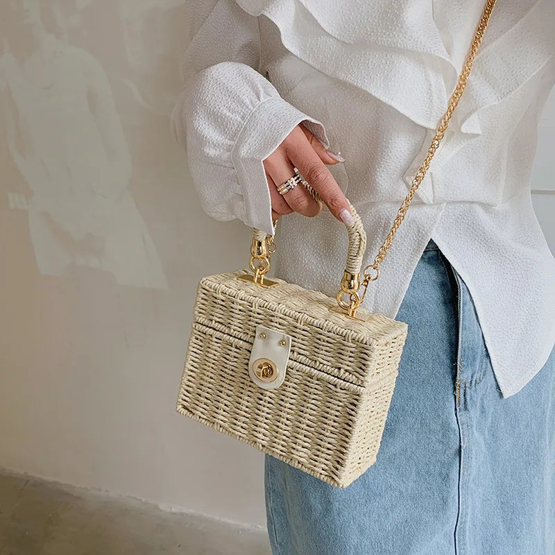 Sabrina | Vintage Straw Crossbody Bag