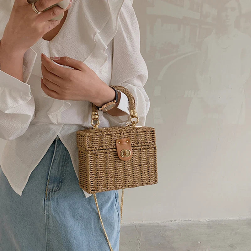 Vintage Straw Crossbody Bag