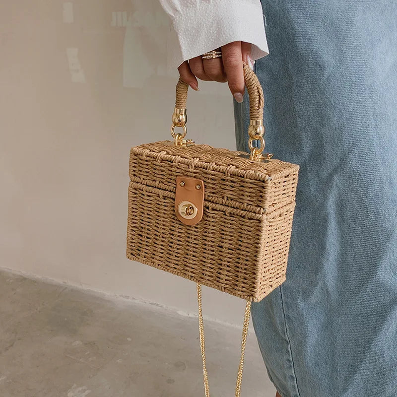 Vintage Straw Crossbody Bag