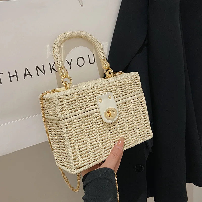 Sabrina | Vintage Straw Crossbody Bag