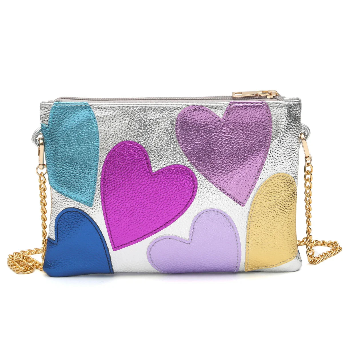 Silver Leather Crossbody Bag