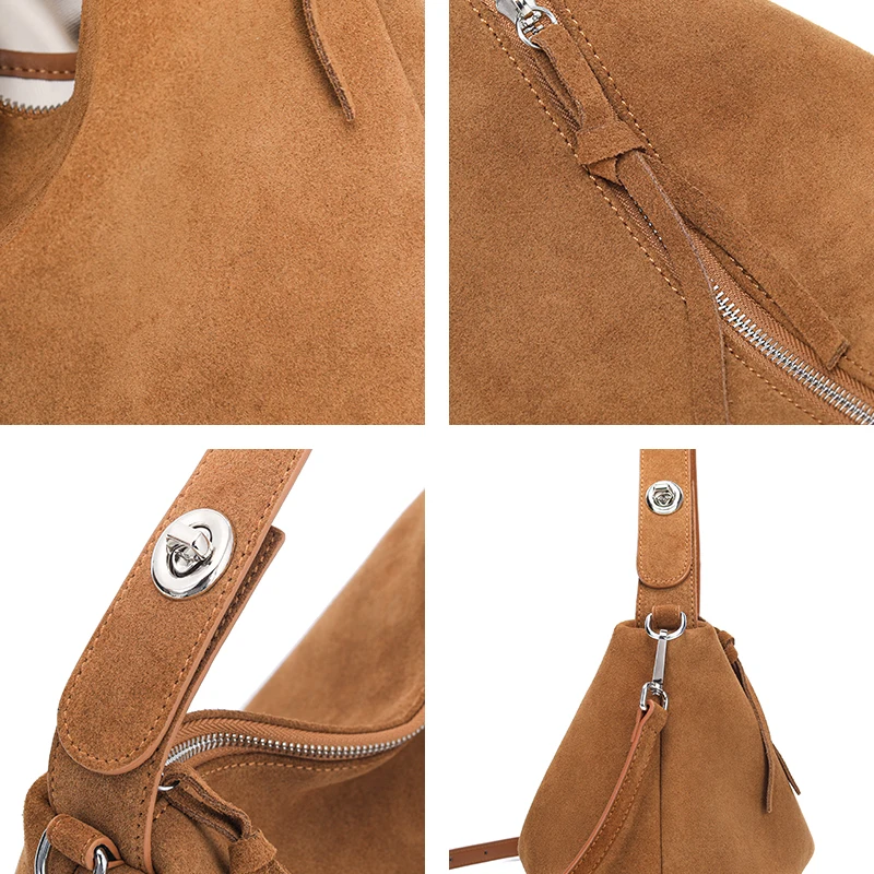 Suede Crescent Crossbody Bag
