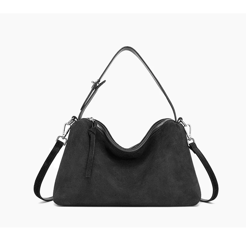 Suede Crescent Crossbody Bag