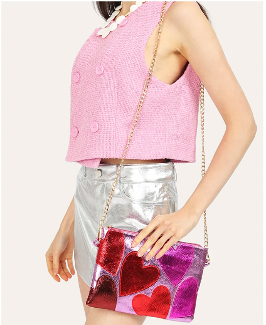 Silver Leather Crossbody Bag