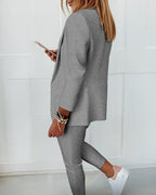 2-Piece Shawl Collar Blazer Set with Slim Fit Drawstring Pants