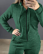 Two-Piece Ensemble Featuring Long-Sleeve Hoodie and Straight-Leg Pants