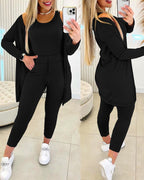 3-Piece Lounge Set: Tank Top, Open Coat, Comfort Pants