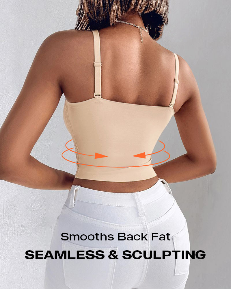 Lace V-Neck Camisole with Adjustable Spaghetti Straps Bralette