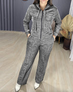 Two-Piece Ensemble Featuring Long-Sleeve Hoodie and Straight-Leg Pants