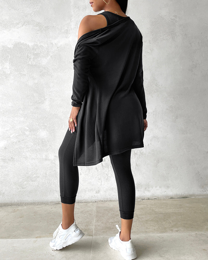 3-Piece Lounge Set: Tank Top, Open Coat, Comfort Pants