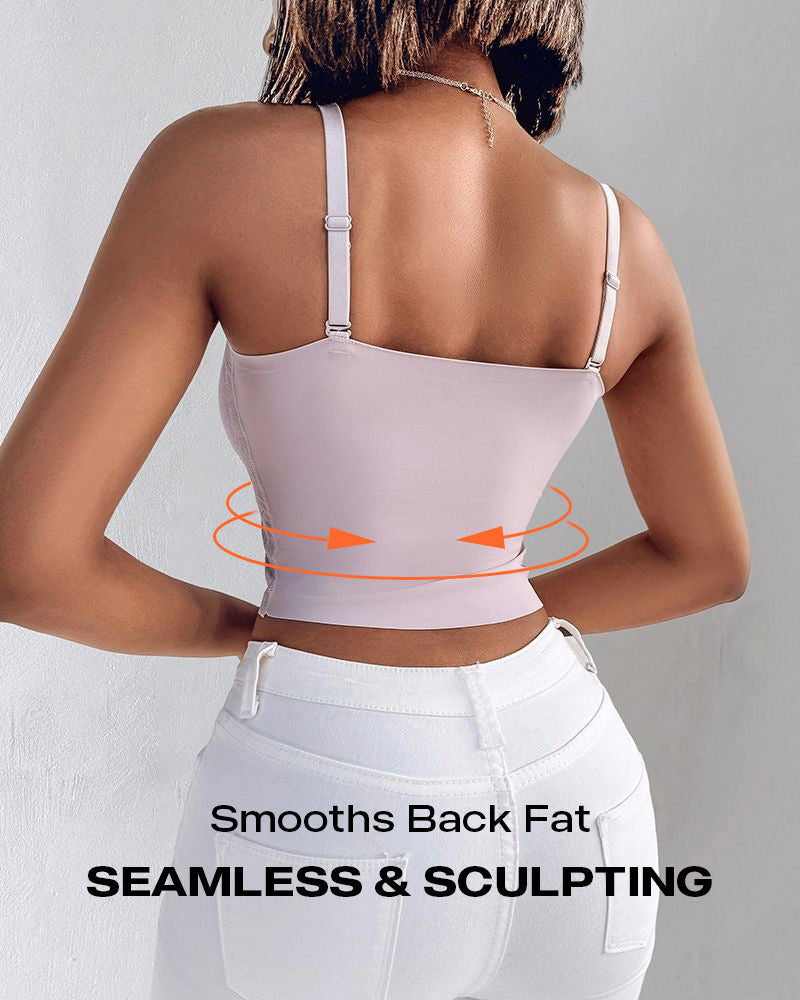 Lace V-Neck Spaghetti Strap Bralette - Sexy Soft Crop Cami
