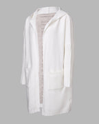 Hooded Heart Pattern Oversized Cardigan with Open Front