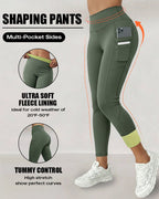 Winter Warm High-Waisted Thermal Yoga Pants with Pockets