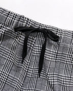 2-Piece Plaid Blazer with Notched Collar and Drawstring Pants Set