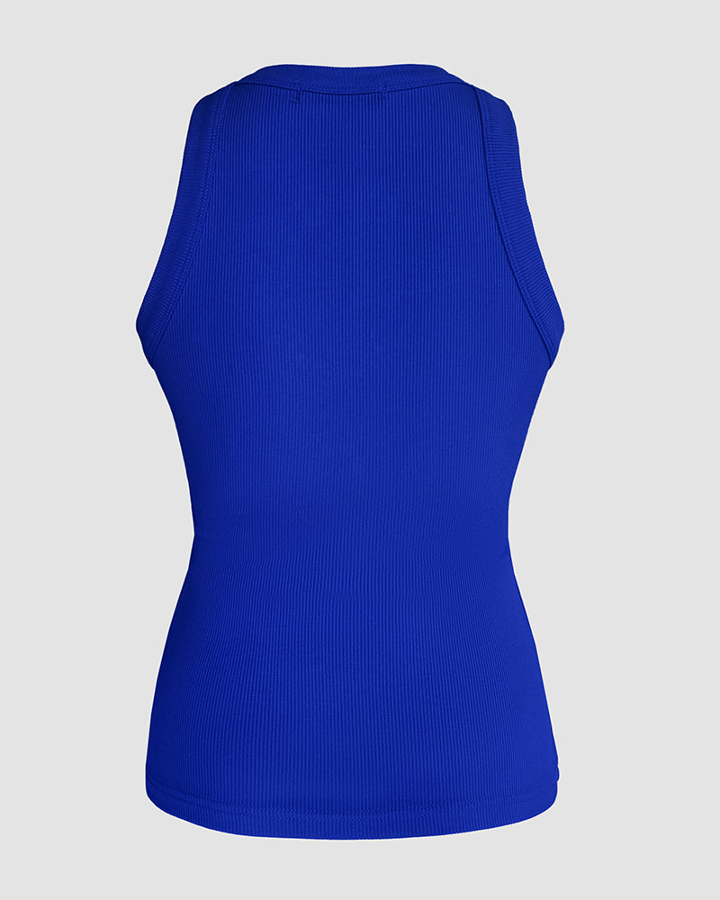 Rhinestone-Embellished Tank with Keyhole Neck and Sequin Details