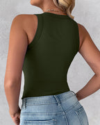 3-Pack Knit Racerback Tank Tops, Round Neck, Thick Straps
