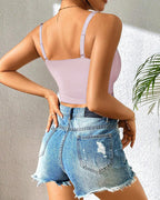 Lace V-Neck Camisole with Adjustable Spaghetti Straps Bralette