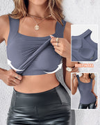 Seamless U-Neck Sleeveless Tank with Built-In Bra for Layering