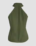2-Piece High Neck Sleeveless Top and Cuffed Cargo Pants Set