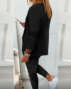 2-Piece Shawl Collar Blazer Set with Slim Fit Drawstring Pants