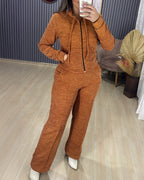 Two-Piece Ensemble Featuring Long-Sleeve Hoodie and Straight-Leg Pants