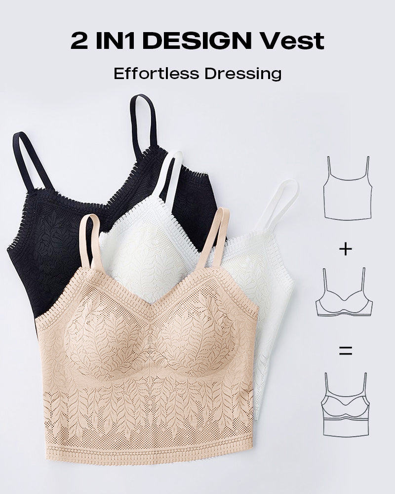Lace V-Neck Camisole with Adjustable Spaghetti Straps Bralette
