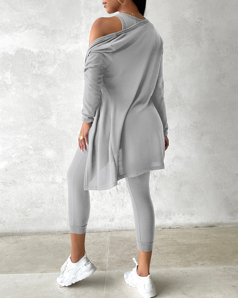 3-Piece Lounge Set: Tank Top, Open Coat, Comfort Pants