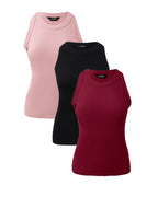 3-Pack Knit Racerback Tank Tops, Round Neck, Thick Straps