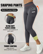 Winter Warm High-Waisted Thermal Yoga Pants with Pockets