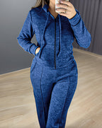Two-Piece Ensemble Featuring Long-Sleeve Hoodie and Straight-Leg Pants
