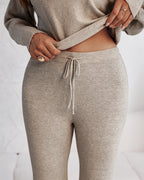 Skew Neck Pullover with High-Waist Drawstring Pants Set