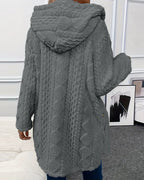 Argyle Hooded Teddy Coat with Buttoned Slits