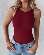 3-Pack Knit Racerback Tank Tops, Round Neck, Thick Straps