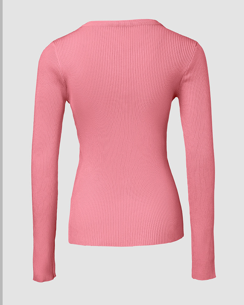 Half-Zip Ribbed Knit Crewneck Sweater with Flap Detail Pullover.