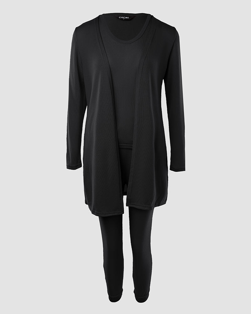 3-Piece Lounge Set: Tank Top, Open Coat, Comfort Pants