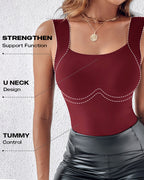Seamless U-Neck Sleeveless Tank with Built-In Bra for Layering