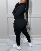 2-Piece Half-Zip High Neck Top and Drawstring Joggers Set