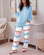 "2-Piece Ombre Pants and Letter Print Top Casual Ensemble"