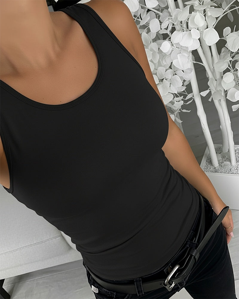 Women's Seamless Compression Tank Top with Tummy Control, U-Neck