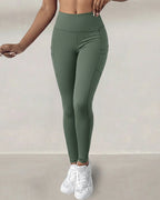 Winter Warm High-Waisted Thermal Yoga Pants with Pockets