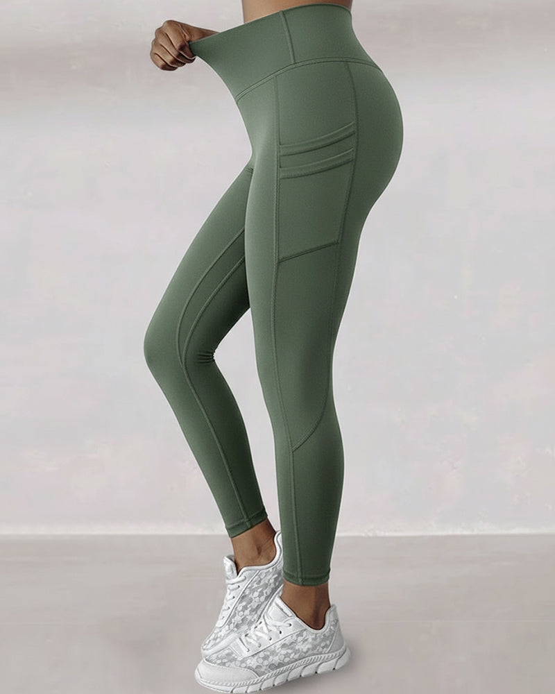 Winter Warm High-Waisted Thermal Yoga Pants with Pockets