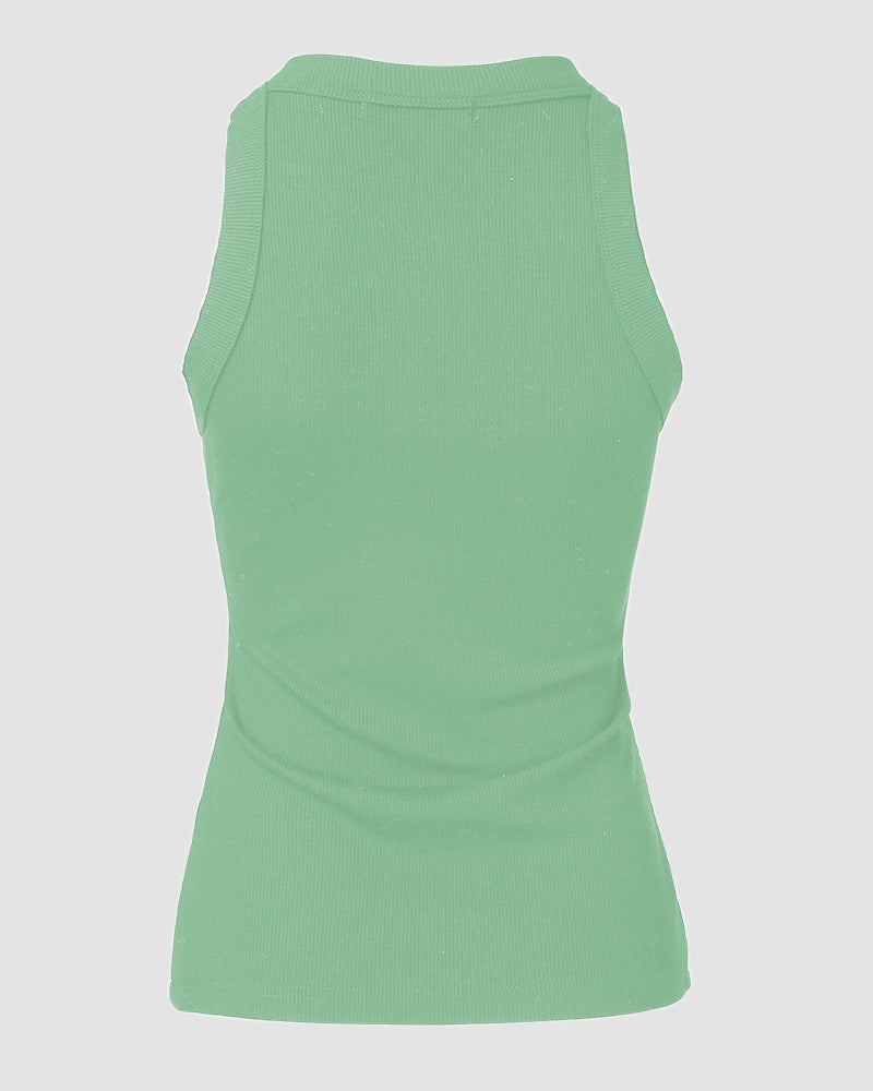 Sequin Keyhole Neck Sleeveless Rhinestone Ribbed Tank Top
